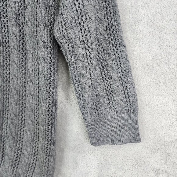 Womens Gray American Eagle Outfitters Knit Sweater Round Neck 3/4 Sleeve Size M - Picture 5 of 11